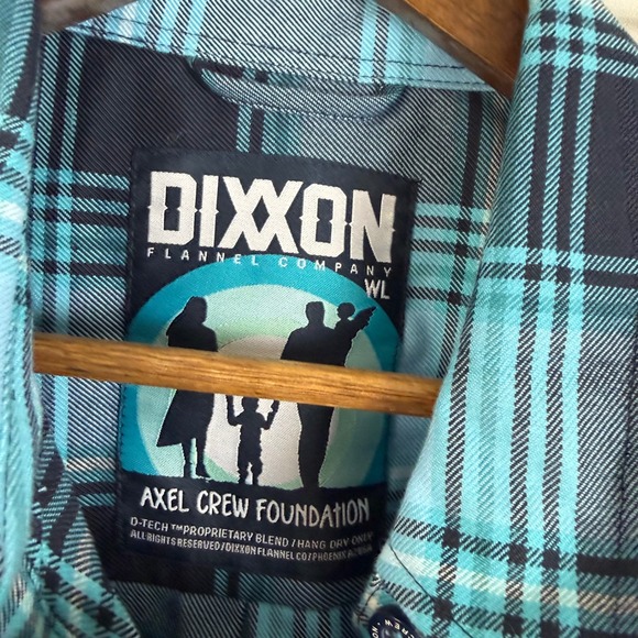 Dixxon Flannel Axel Crew Foundation Blue Plaid D-Tech Button Shirt Womens LARGE - Picture 3 of 8